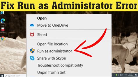 How To Solve Run As Administrator Not Working In Window Youtube