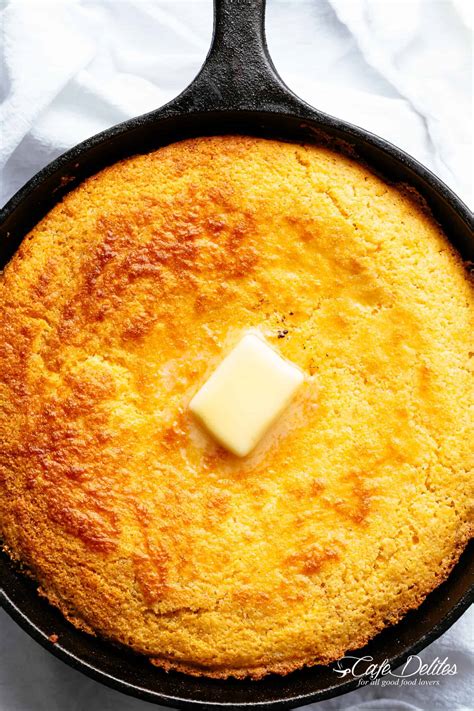 It's slightly sweet, soft, and moist with a delicate crumb. Cornbread Recipe - Cafe Delites