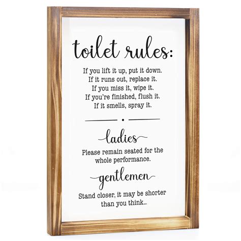 Buy Rules Sign X Inch D Cor For Toilet Bathroom Rustic Guest