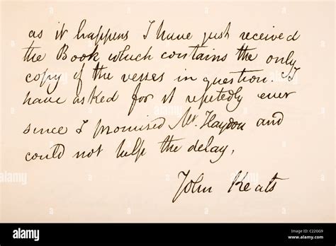 John Keats 1795 1821 English Romantic Poet Hand Writing Sample