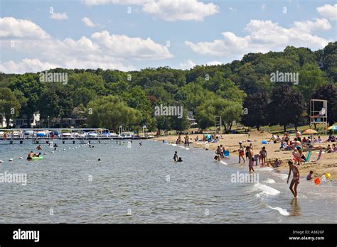 Wisconsin Fontana Beach In Small Town On Lake Geneva Popular Vacation