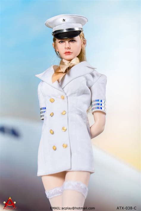 Female Sexy Flight Attendant Suit Set White Machinegun