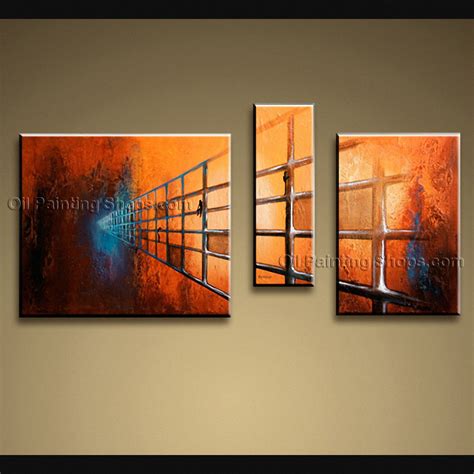 Hand Painted Triptych Modern Abstract Painting Wall Art