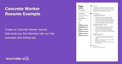 Concrete Worker Resume Example Free Guide