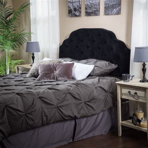 Home is where your bed is! Bedroom Furniture Queen to Full Black Suede Headboard w ...