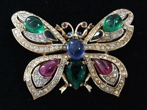 Vintage Trifari Jewels Of India Moghul Gorgeous Butterfly Brooch 1965