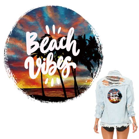 Heat Transfer Beach Vibes Thermo Patch Parches Ropa Clothes Stickers T