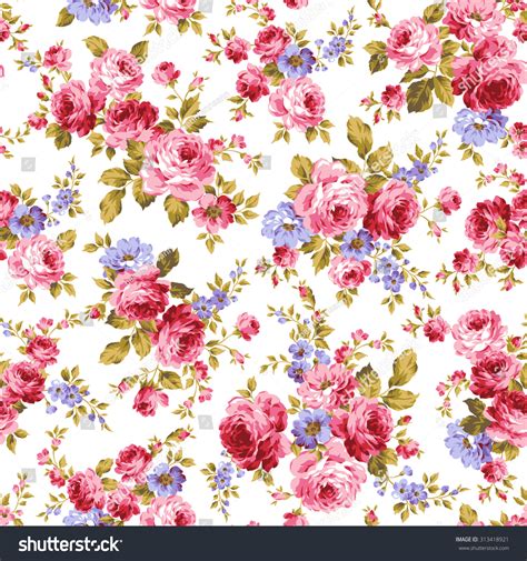 Rose Floral Pattern Watercolor Roses Floral Pattern Stock Photo
