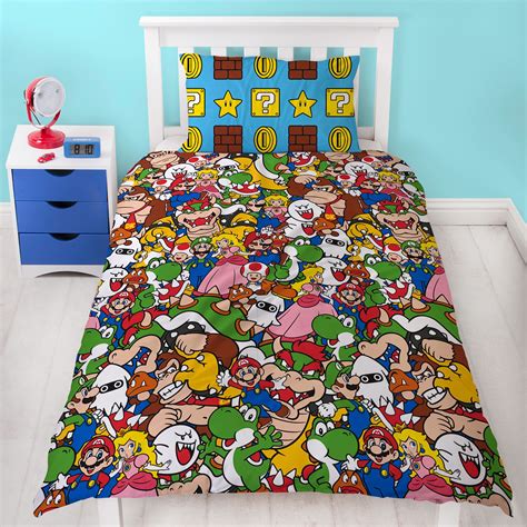 Nintendo super mario bedding brothers cappy single quilt doona duvet cover set. OFFICIAL NINTENDO SUPER MARIO BEDDING - DUVET COVER SET ...