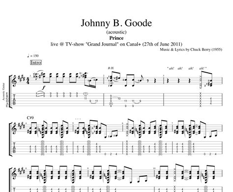 Johnny B Goode Acoustic · Prince Guitar Tab Chords Sheet