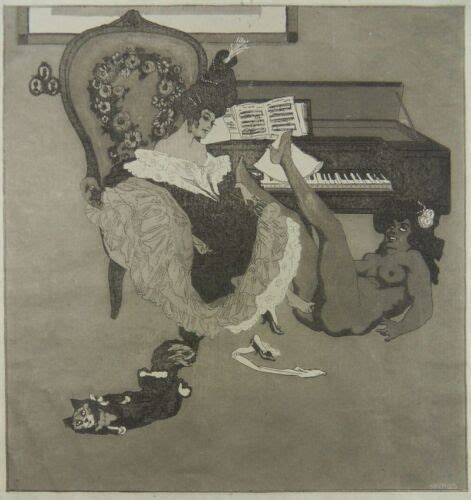 Decadent Lesbian Erotic Art Nouveau Etching Franz Von Bayros 1907 Piano Teacher Ebay