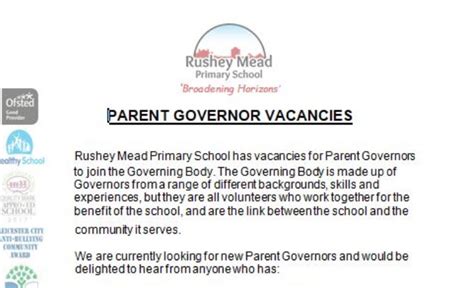 Would You Like To Be A School Governor Rushey Mead Primary School