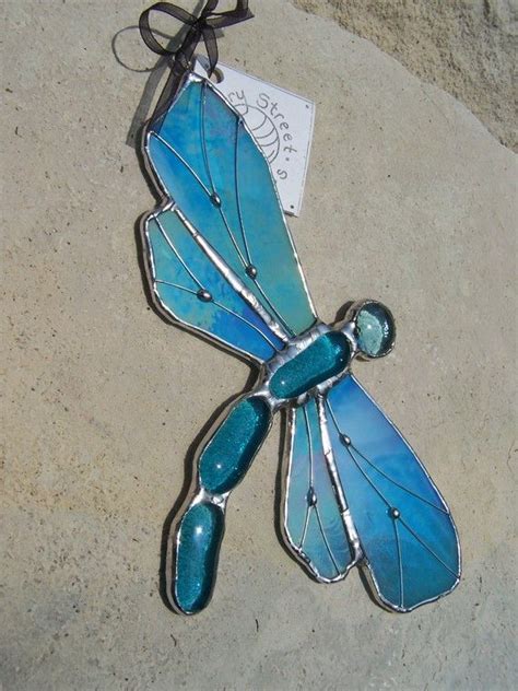 Iridescent Blue Dragonfly Stained Glass Suncatcher By Henrystreet