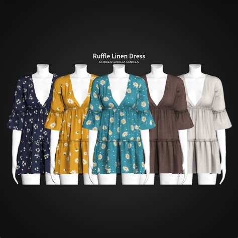 Ruffle Linen Dress From Gorilla Sims 4 Downloads