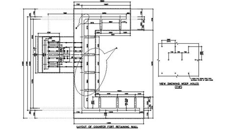The Layout Of Counter For The Retaining Wall Presented In This Autocad