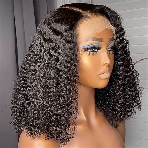 5x1 T Part Lace Wig Brazilian Deep Wave Lace Wig Human Hair Short Bob