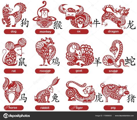 12 Chinese Zodiac Signs Stock Vector Image By ©ksyshakiss 170889830