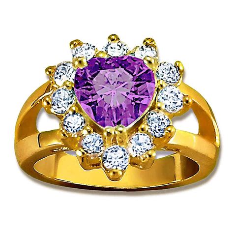 Amethyst is a meditative and calming stone that soothes our consciousness to promote peace and balance in the body. Real Love Amethyst w/ CZ 14K Yellow Gold Layered Promise ...