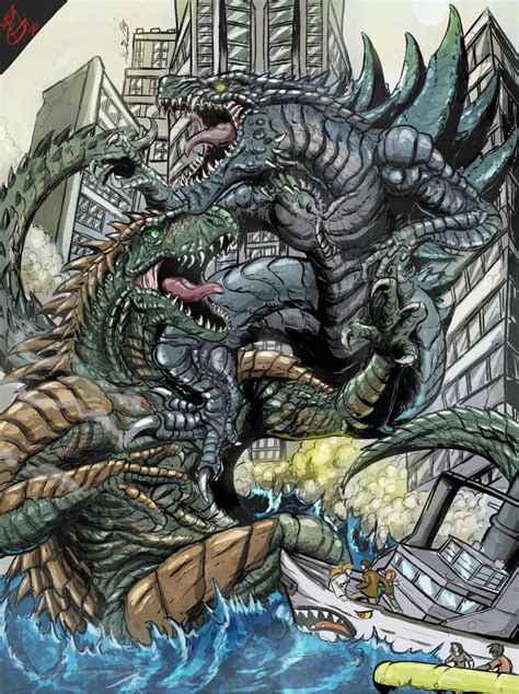 Zilla Jr V A Rex Battle In Nyc By Gabe Tke Kaiju Monsters Godzilla All Godzilla Monsters
