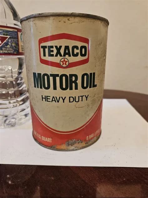 Vintage Texaco Heavy Duty Motor Oil Tin Metal Advertising Quart Can