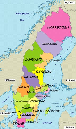 Sweden location on the about sweden: Political Map of Sweden | Map of Sweden Political Region Province City