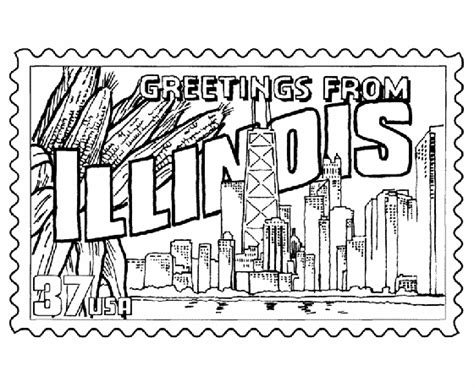 A great way to teach students the history and geography of their state. USA-Printables: Illinois State Stamp - US States Coloring ...