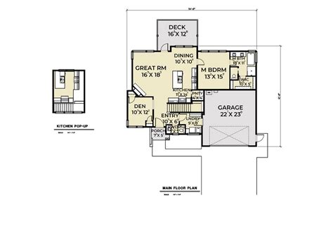 Contemporary Ranch Sloping Lot House Plan 7478