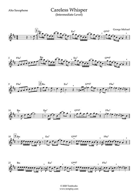 Careless whisper saxophone cover miklos roland. Saxophone Sheet Music Careless Whisper (Intermediate Level, Alto Sax) - Short version (Michael ...