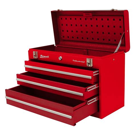 Homak Rd00203200 3 Drawer Industrial Steel Red Portable Tool Box