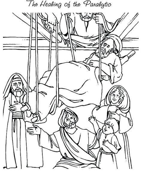 Jesus Heals Paralyzed Man Coloring Page Coloring Pages