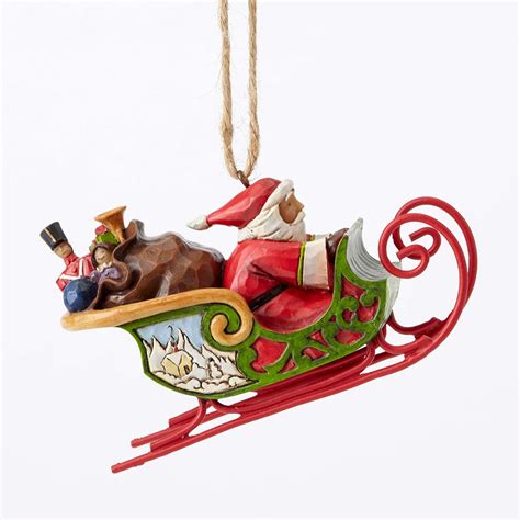 Heartwood Creek Hanging Ornament Collection Santa In Sleigh Hanging