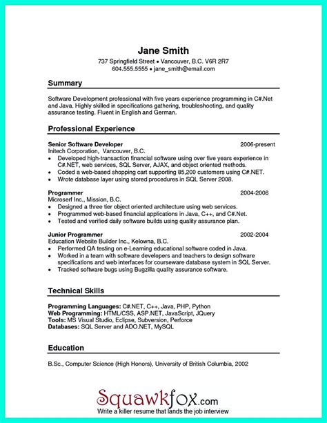 Chronological Resume Example For Students Resume