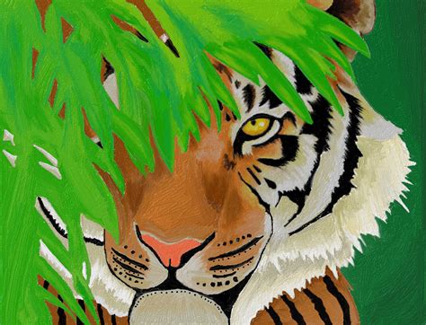 Tiger In The Jungle Oil Painting Print Card Decoration Etsy