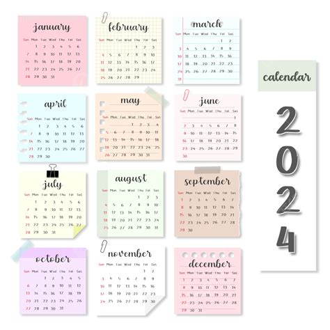 Papel Adhesivo Para Calendario 2024 Png Dibujos 2024 Calendario
