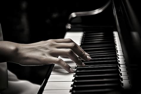 Premium AI Image | Close up of a woman s hands playing piano in black