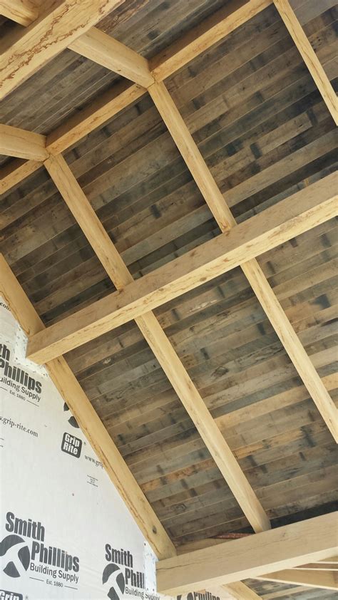 Tongue And Groove Reclaimed Barnwood For Outdoor Patio Ceiling Image