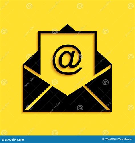 Black Mail And E Mail Icon Isolated On Yellow Background Envelope