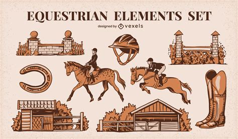 Equestrian Elements Set Vector Download