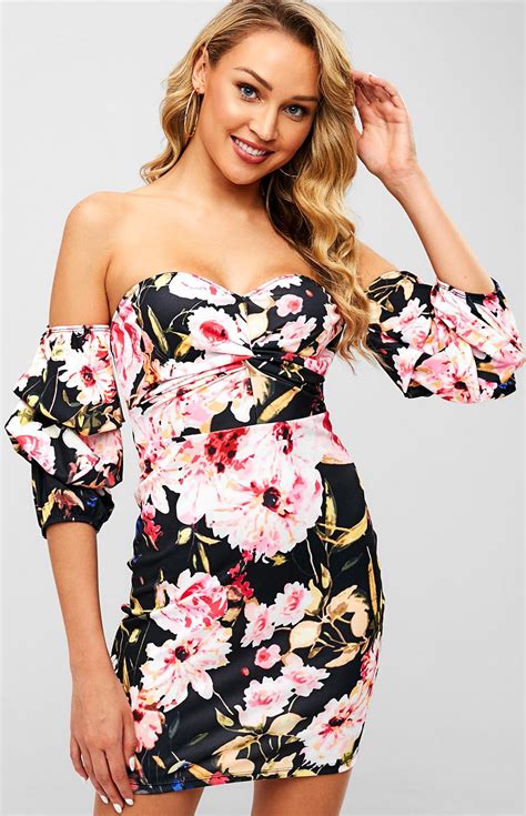 The Party Dress Features An Allover Bright Flower Print Which Is Sure
