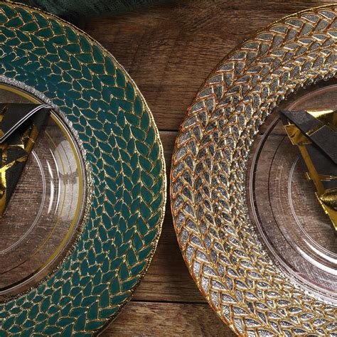 13 Decorative Glass Charger Plates With Braided Rim Efavormart