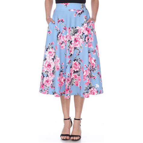 Womens White Mark Midi Skirt Size Xl Light Blue Midi Flare Skirt