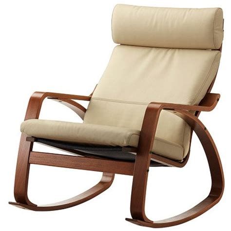 Ikea Poang Rocking Chair Medium Brown With Robust Off White Leather