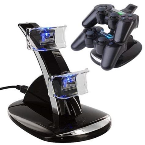 Led Charger Dock Station Dual Usb Fast Charging Stand For Ps4