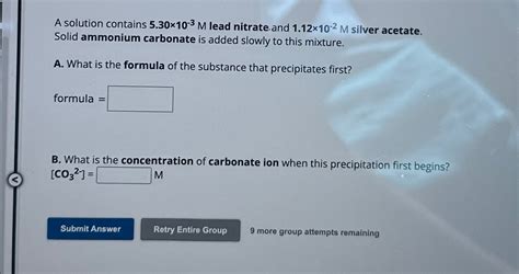 Solved A Solution Contains 530×10 3m ﻿lead Nitrate And