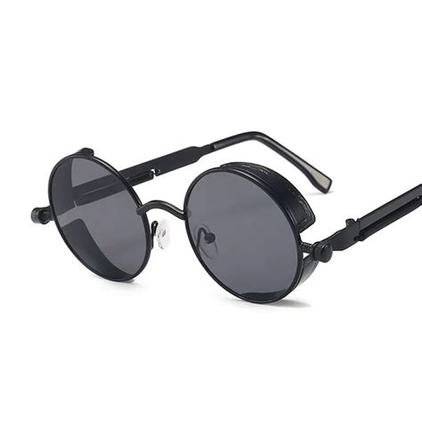 classic gothic steampunk sunglasses woman brand designer vintage round metal frame sun glasses
