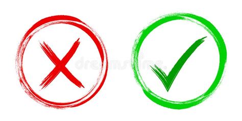 Tick And Cross Signs Green Checkmark Ok And Red X Icons Simple Marks