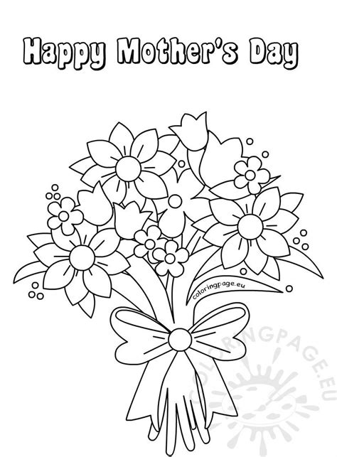 Cute Flower Bouquet Card For Mothers Day Coloring Page