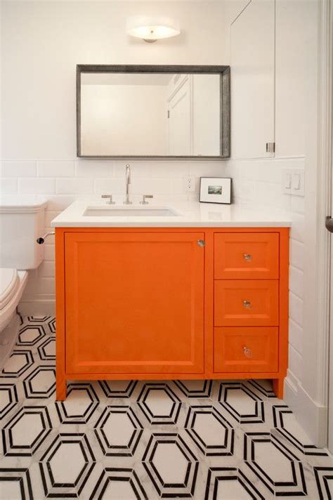 Shop for orange bathroom vanities and other bathroom furniture products at bhg.com shop. A bold colored vanity and flooring is the focal point in ...