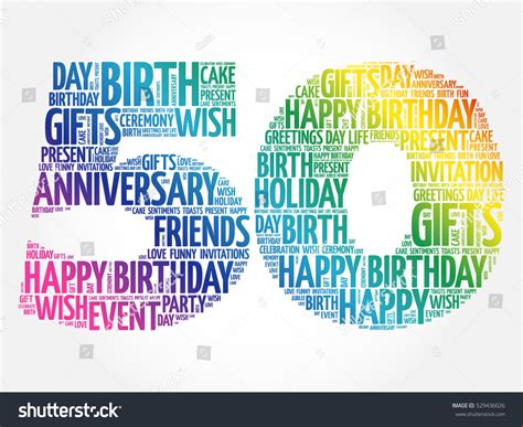 Happy 50th Birthday Word Cloud Collage Stock Vector 529436026