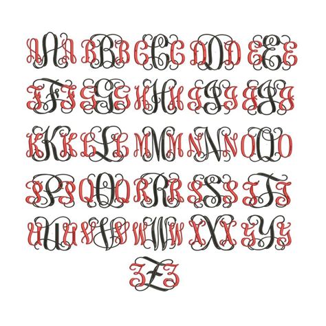 18 Interlocking Embroidery Font Interlocking Vine Monogram Font